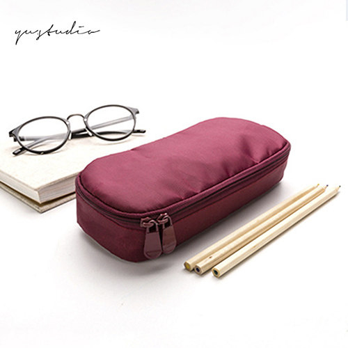 Day Style Brief Pure Color Large Capacity Male And Female High School Student Stationery Bag Multifunction Pen Bag Makeup Small Bag Ins