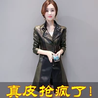 Áo khoác da nữ dài mùa thu đông đã mỏng chính hãng Hained 2018 phiên bản mới của Hàn Quốc áo khoác da hoang dã áo da bomber