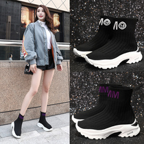 Socks and shoes womens 2021 spring new Korean version ulzzang all-round elastic socks and boots casual high-top sneakers tide