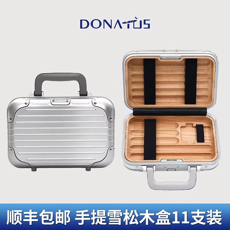 Donatus 11 Cigars 10-Pack Portable High-End Humidor Cedar Wood Travel Tool Box