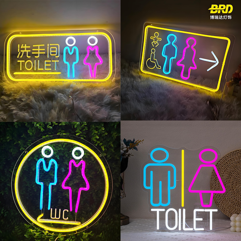 New Restroom Neon Light Sign Led Creative Wc Male and Female Toilet Sign Bathroom Directional Sign 5V
