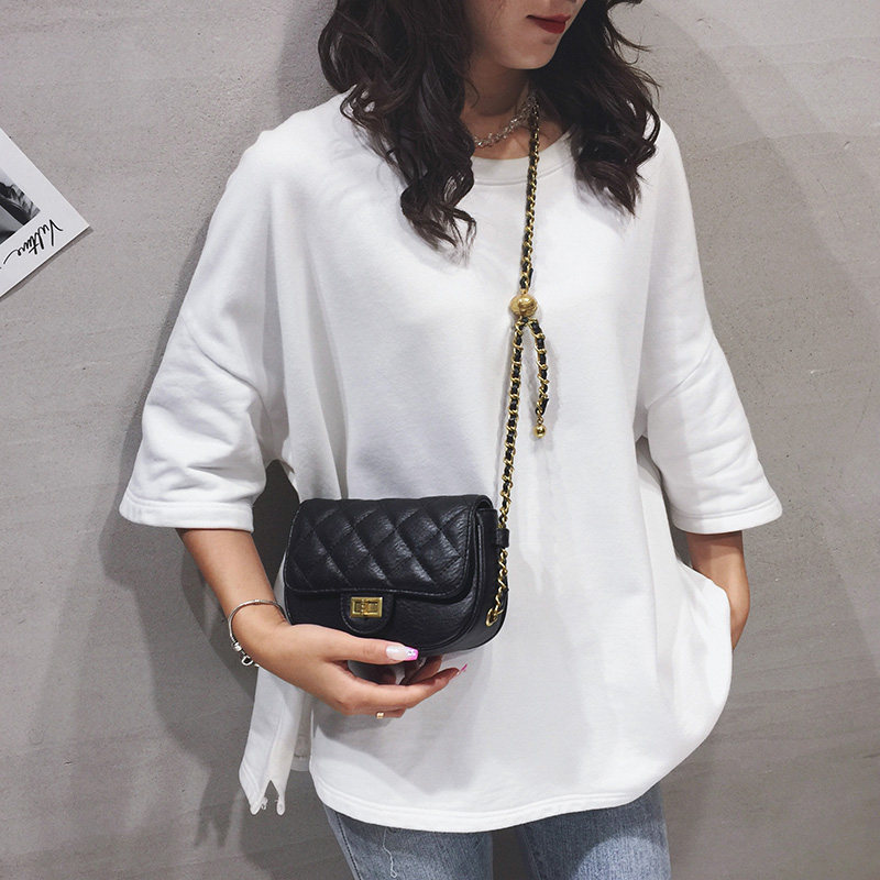 2021 New Light Luxury Brands Women's Bags Official Flagship Single Shoulder Diagonal Satchel Leather Chain 100 Hitch Bag Black