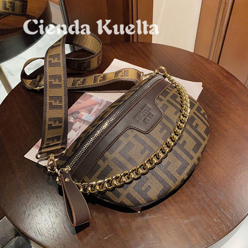 Cienda Kuelta bag women's 2021 new trend messenger bag fashion Western style chest bag broadband high-end sense