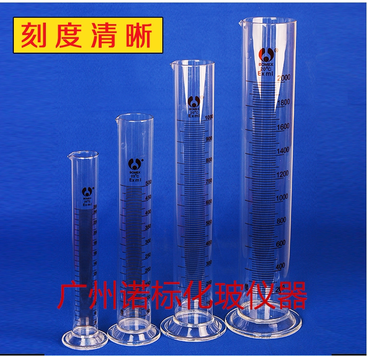 玻璃量筒 250ml 带刻度量筒 误差2ml北玻博美实验用直型量杯bomex