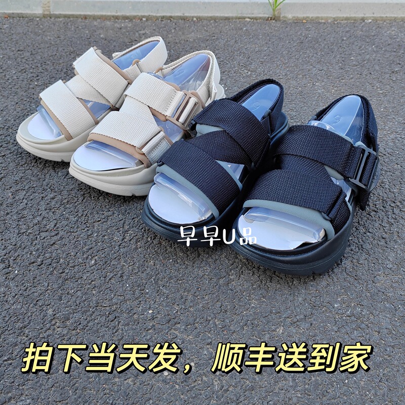 Authentic Ugg 2025 Summer Women's Sandals Thick-Soled Open-Toe Velcro Fashion Casual Sandals 1152687
