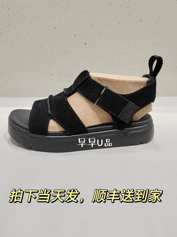 Authentic Ugg 2025 Summer Women's Sandals Thick-Soled Open-Toe Velcro Fashion Casual Sandals 1170531 in Stock