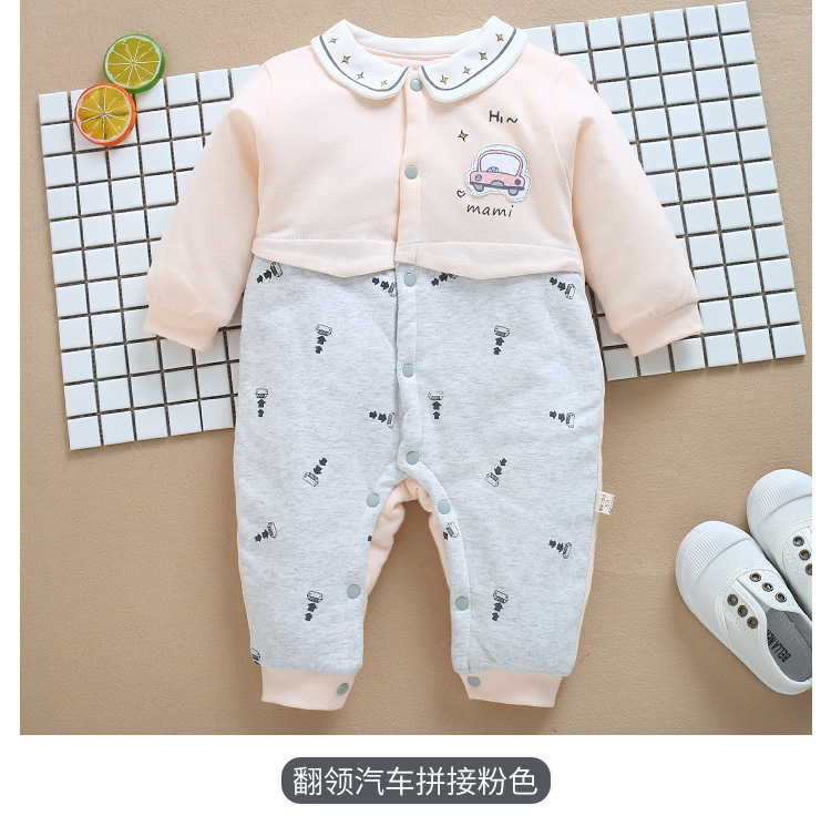 Mùa thu và mùa đông cotton mới nam và nữ quần áo trẻ em romper trẻ em cotton quần áo cotton chần đệm ấm jumpsuit body suit cho be