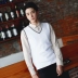 Áo gió nam tay áo len len cổ chữ V thanh niên len len áo len dệt vest nam áo len mỏng Dệt kim Vest