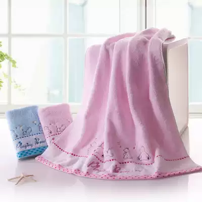Cotton untwisted cotton embroidered bath towel soft absorbent sports baby bear baby cotton towel quilted yarn