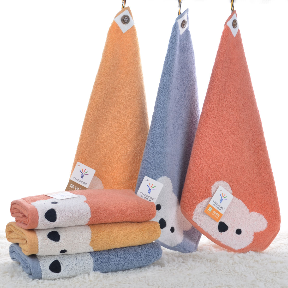 Gold size small towel cotton lovely twisted bear wipes square towel cotton baby towel soft absorption