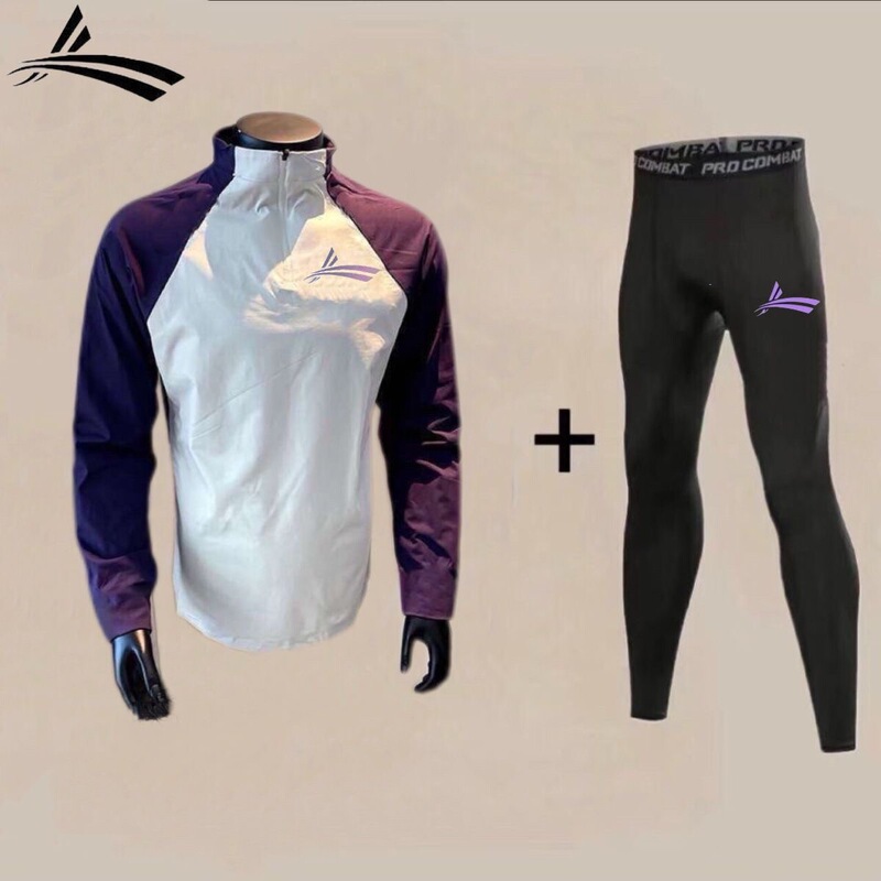 Volan Spring, Autumn and Winter Sports Outdoor Running Fitness Training Suit High-Elastic Quick-Drying Half-Zip Long Sleeves Volan Spring, Autumn and Winter Sports Outdoor Running Fitness Training Suit High-Elastic Quick-Drying Half-Zip Long Sleeves