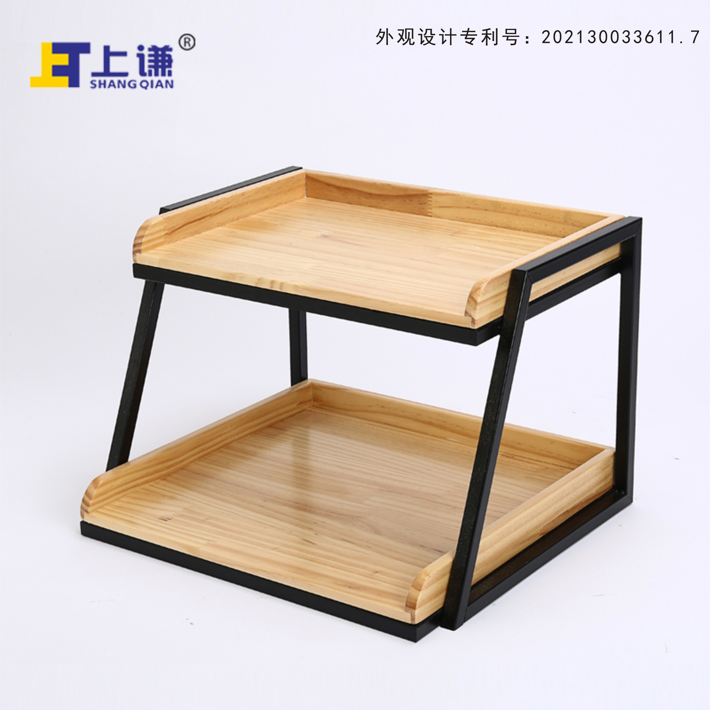 Shangqian two-storey pine iron frame cake bakery supermarket fresh fruit dried fruit shelf commercial terminal furnishings