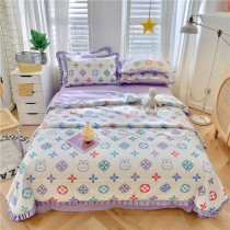 Summer cool quilt four-piece cotton cotton air conditioner by Korean Princess wind thin quilt double single child summer thin model