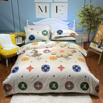 Twill cotton four-piece light luxury 100% cotton princess style quilt cover 1 5 meters 1 8 sheets household bedding