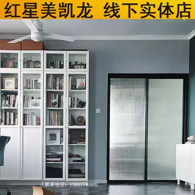 Shanghai custom balcony partition sliding door black thin frame kitchen door Changhong glass sliding door