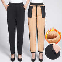Mother Pants High Waist Plus Suede Thickened Autumn Winter Middle Aged Girl Pants Middle-aged Spring Autumn Money Straight Cylinder Seniors Grandma Pants
