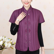Middle aged down waistcoat female short style mother big code elderly grandmother winter clothing light and warm and shoulder protection shoulder waistcoat