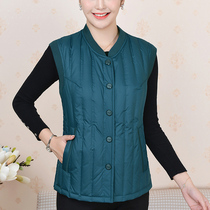 Middle aged down waistcoat female light and thin inside and outside wearing patch body mother warm vest autumn and winter large yard liner Camshoulder