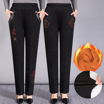 Medium-aged women pants thickened warm tightness high waist elastic outside wearing elderly cotton pants winter loose Mama gush pants