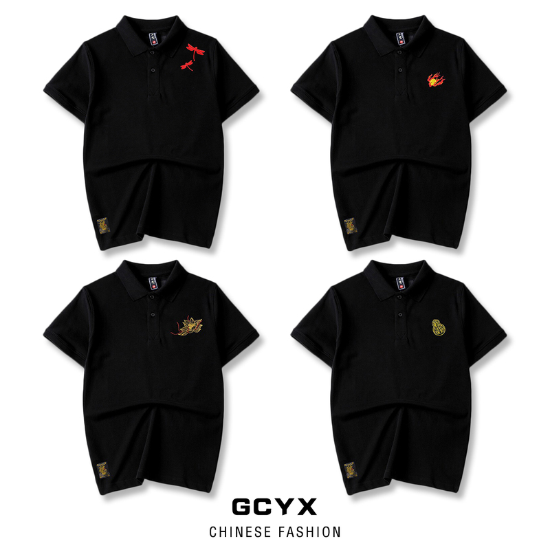 Trendy High-End Embroidered Pure Cotton Men's Polo Shirt, Basic Versatile Shirt, Slim-Fit Short-Sleeve T-Shirt for Commuting