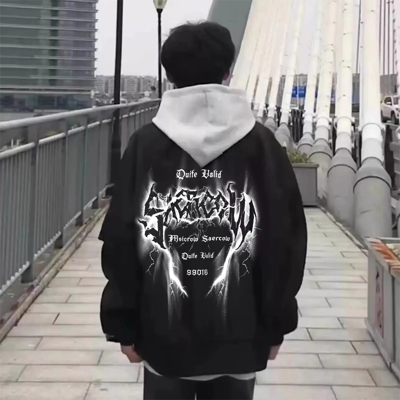 National Trend American High Street Lightning Print Flight Jacket Men's Spring Thin Couple Loose Casual Baseball Jacket