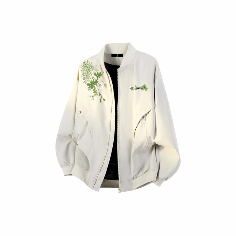 National Trend Original Letter and Floral Print Baseball Jacket, Spring and Autumn Unisex Outerwear, High-End Versatile Jacket Top, Trendy