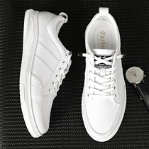 Tide head leather men sports leisure soft cow leather hundred and English large-code antiskateboard shoes personality small white shoes