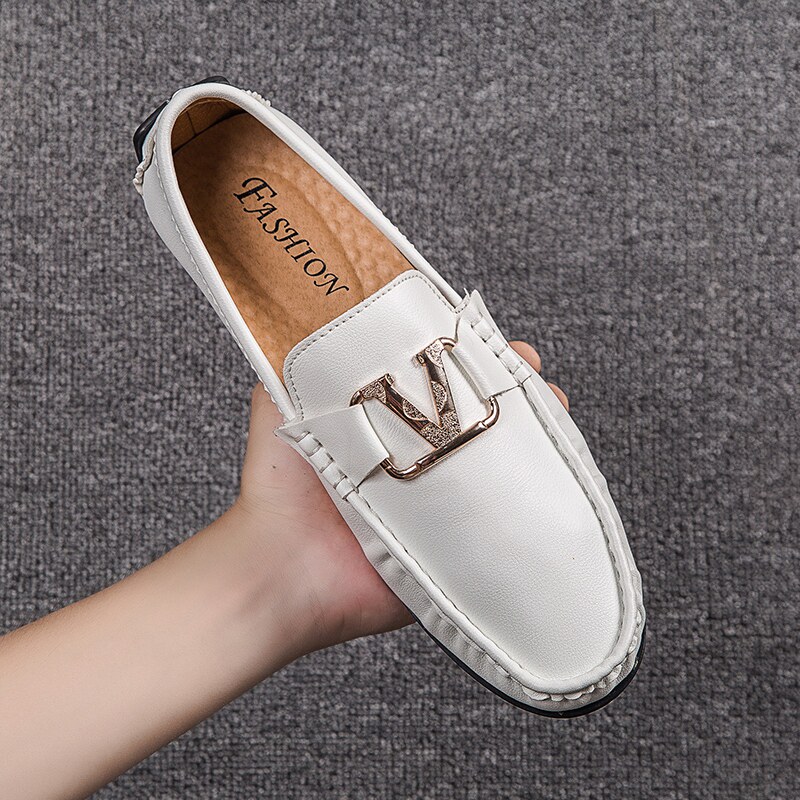 2022 Summer Breathable White Bean Bean Shoes Men Genuine Leather Small Code 35 36 37 37's Shoes Men Casual Leather Shoes 46 yards