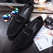 2021 New Bean shoes mens leather frosted 37 small size casual shoes Korean lazy shoes winter 45 size mens shoes