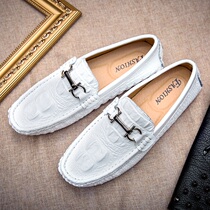 Spring and summer crocodile Bean shoes mens leather lazy shoes Korean version of mens 37 small size casual shoes 45 46 47 yards