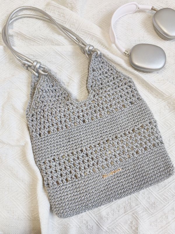 Ku Ling's Same Style Thai Silver Sequin Handmade Crochet Hollow Shoulder Bag Tote DIY Material Kit