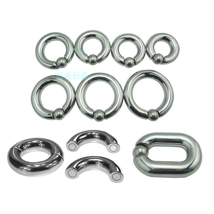 Stainless steel metal scrotum pendant weight-bearing ring magnet adsorption penis restraint SM alternative abusive Yang adult toy