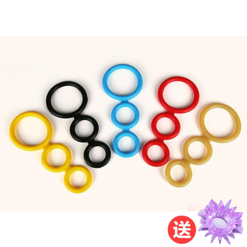 Men's three-ring lock fine ring penis ring foreskin block complex ring lock fine ring adult sex products SM another type tool
