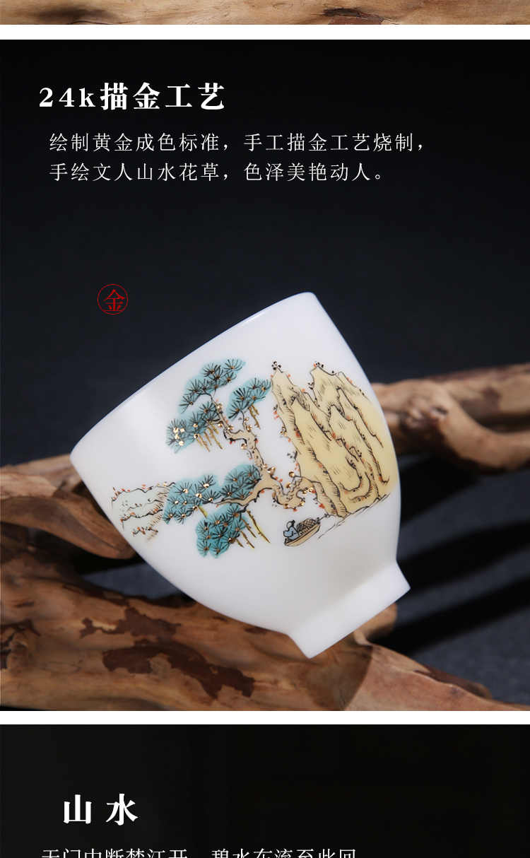 The Product master teacups hand - made porcelain remit the see colour sample tea cup literati landscape bell cup of dehua white porcelain tea cups