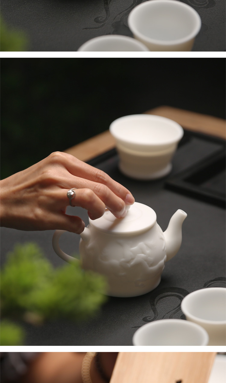 Quality ceramic teapot dehua porcelain remit suet jade white porcelain single pot of forceful glaze household wrap girder pot of tea
