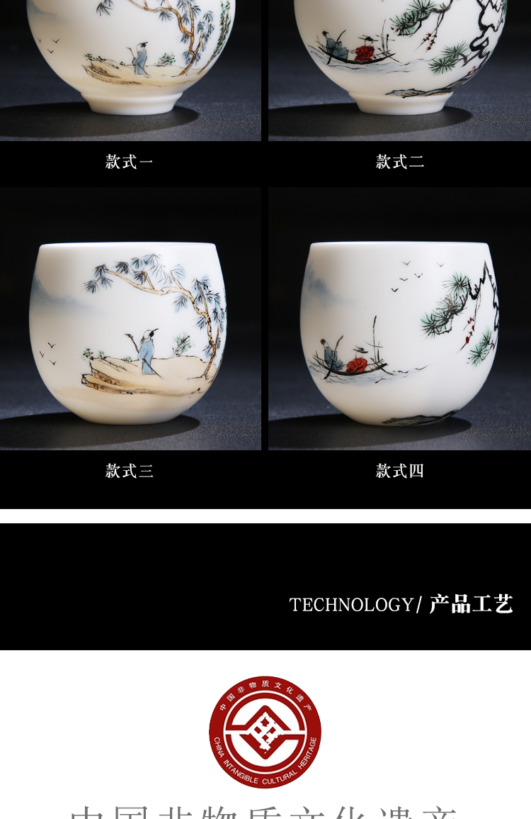 The Product porcelain sink/single wushan white porcelain tea cups literati landscape lohan CPU master cup ceramic tea, tea sets