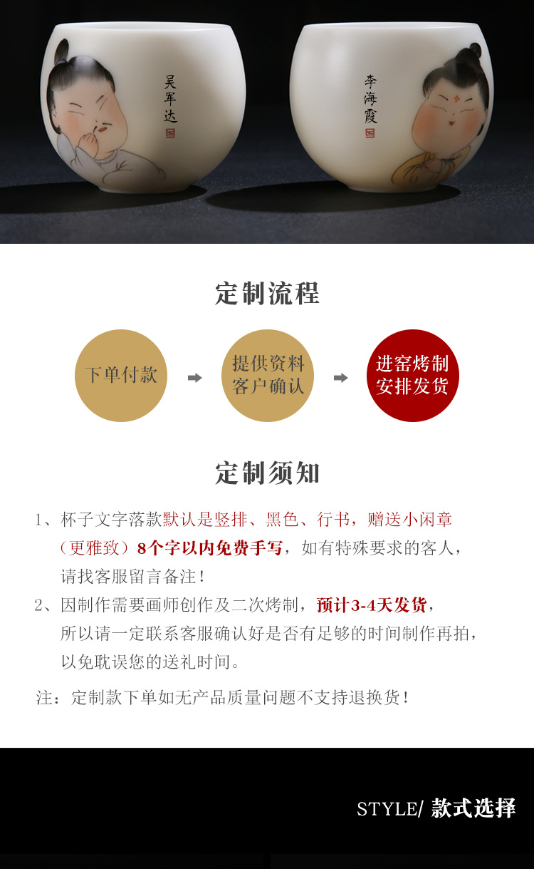 The Product master cup ceramic porcelain remit single suet jade white porcelain cups sample tea cup for cup tang beauty hand - made kung fu tea set