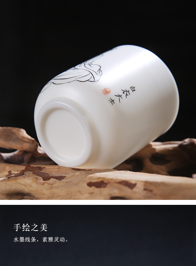 Single product porcelain sink white porcelain ceramic teacups hand - made figure of Buddha tea cup tuas guanyin bodhisattva masters cup white tea