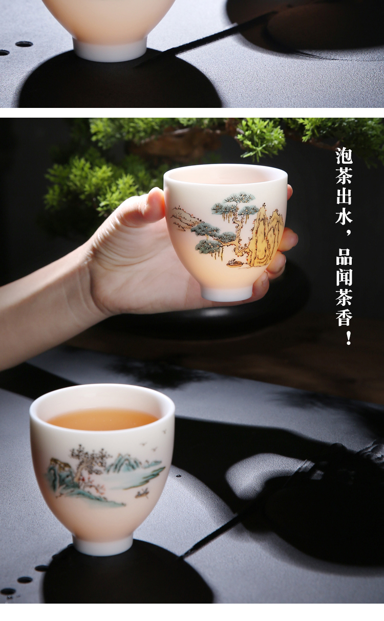 The Product master teacups hand - made porcelain remit the see colour sample tea cup literati landscape bell cup of dehua white porcelain tea cups