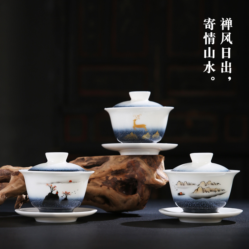 The Product porcelain collect jade home only three tureen kilns changes to bowl with white porcelain large - sized ceramic tea set tea cup