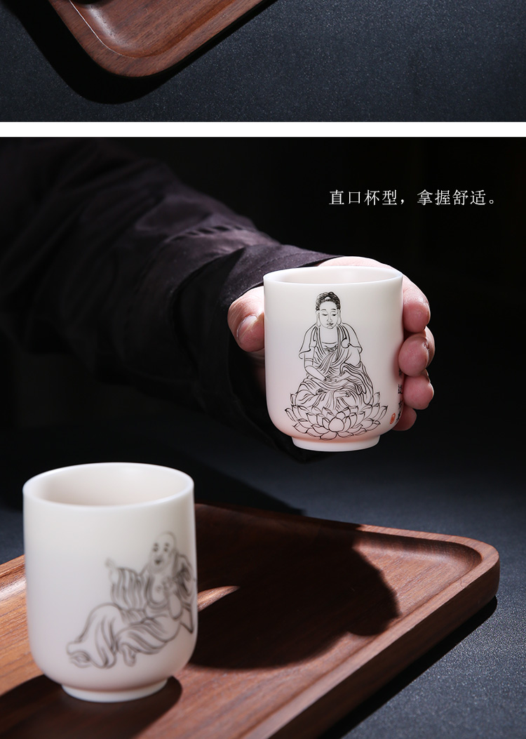 The Product porcelain sink suet jade white porcelain teacup large sample tea cup ceramic single ceramic shakyamuni Buddha master CPU