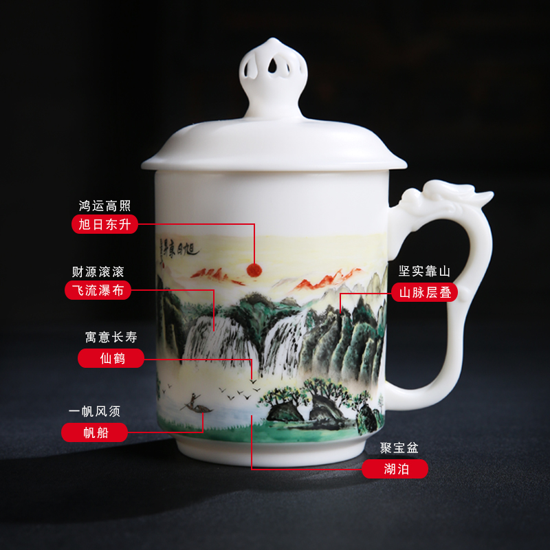 The Product porcelain sink/sun dongsheng wushan feng shui plutus suet jade porcelain cups hand - made office cup backer boss cup