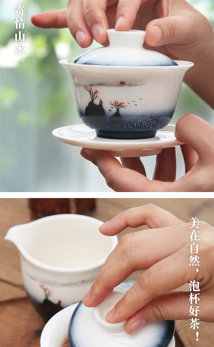 The Product porcelain collect jade home only three tureen kilns changes to bowl with white porcelain large - sized ceramic tea set tea cup