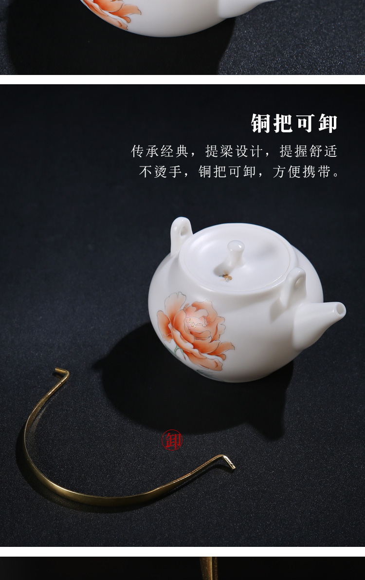 The Product porcelain sink white porcelain teapot Chinese rose girder suet jade teapot ceramic famille rose kung fu tea pot