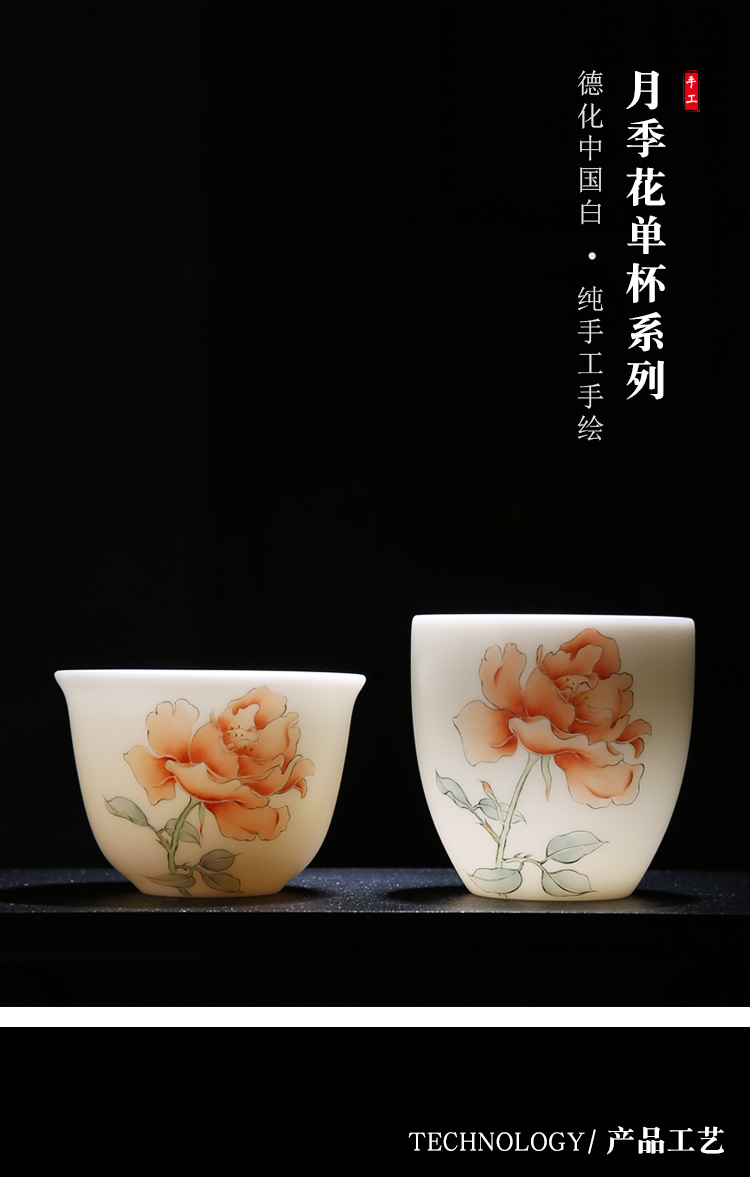 The Product porcelain sink suet jade white porcelain cup single CPU kung fu tea master cup manual hand - made ceramic sample tea cup of tea