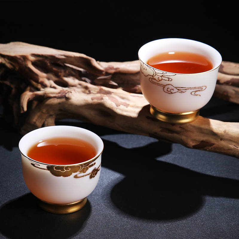 The Product porcelain sink/Lin yu - shan white porcelain ceramic cups and gold clouds, dehua single master cup tea cups of tea