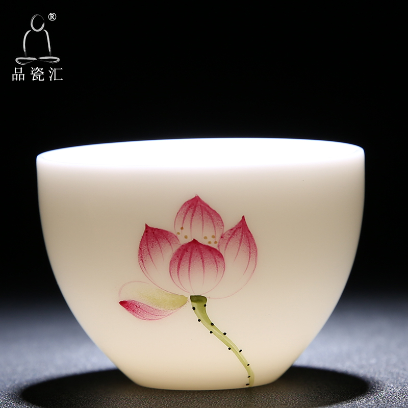 The Product dehua porcelain remit jade built white porcelain flowers blossom put opening cup jade porcelain individual CPU master CPU