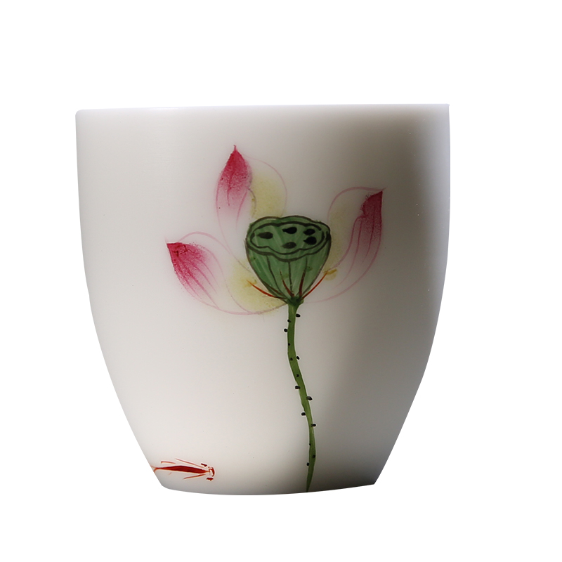 The Product porcelain sink white porcelain kung fu tea lotus rhyme straight koubei ceramic kung fu tea set personal cup master CPU