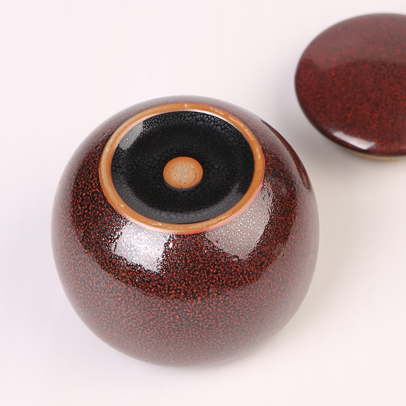 The Product oil droplets temmoku glaze ceramic porcelain remit caddy fixings moisture preservation container seal pot tea, black tea, green tea