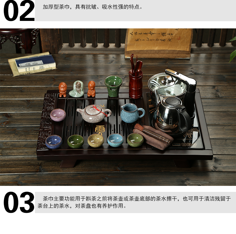 Porcelain sink thickening tea towel cotton tea towel water imbibition kung fu tea tea sets tea cloth accessories